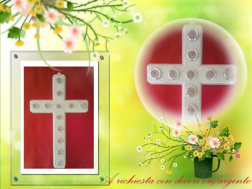 CROCE A 12 LED BIANCHI CON BATTERIE - ELETTRONICA