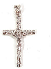 Croce in oro bianco 750/1000 Gioiello Religioso Gesù Cristo in Croce Pendente Artigianale Rifinito a Mano