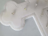 CROCE IN PLEXIGLASS 14 LED LUCE BIANCA CON BORDO EFFETTO GLITTER A BATTERIA