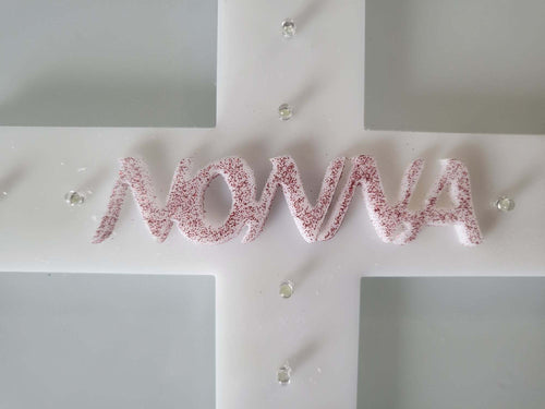 CROCE PLEXIGLASS PERSONALIZZATA 16 LED LUCE BIANCA CON BATTERIE