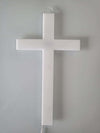 CROCE RIFLESSO IN PLEXIGLASS TRASPARENTE E BIANCO LUCE LED E BATTERIE