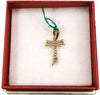 Croce Tao in Oro giallo 18 kt Pendente Collana ,idea ciondolo regalo unisex, Croce, donna,uomo,ragazzo con tormaline incassate