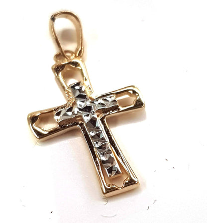 Crocetta in oro bianco e giallo 750/1000 Gioiello Religioso Unisex Pendente