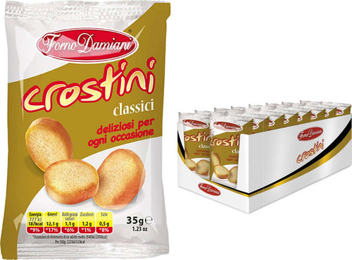Crostini Gusto Classico Forno Damiani 35 Gr, 2 Confezioni 50 Pz Cad Alimentari e cura della casa/Pasticceria e prodotti da forno/Grissini taralli e fette biscottate Non solo alimenti - Albano Laziale, Commerciovirtuoso.it