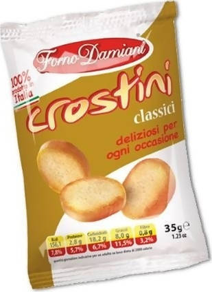 Crostini Gusto Classico Forno Damiani 35 Gr Confezione 50 Pz Croccantelle Bruschette Schiacciatine Crostini Taralli FORNO DAMIANI Aperitivo Salato Alimentari e cura della casa/Pasticceria e prodotti da forno/Grissini taralli e fette biscottate Non solo alimenti - Albano Laziale, Commerciovirtuoso.it