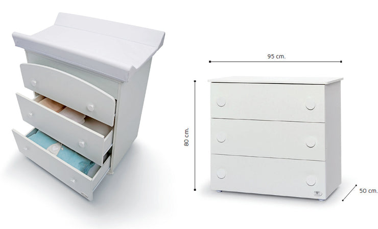 Comò Cuoricini Ted Bianco