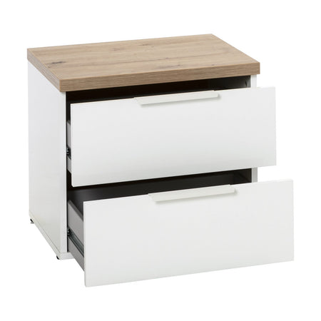 Comodino bianco laccato Mundi con 2 cassetti per cameretta moderna