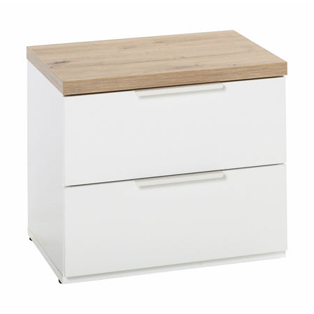 Comodino bianco laccato Mundi con 2 cassetti per cameretta moderna