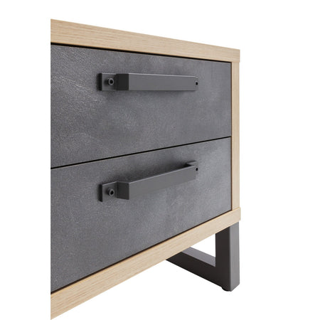 Comodino con 2 cassetti rovere e cemento modello industrial arredamento moderno