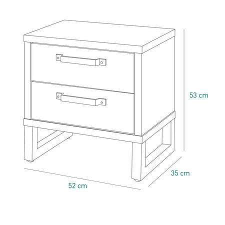 Comodino con 2 cassetti rovere e cemento modello industrial arredamento moderno