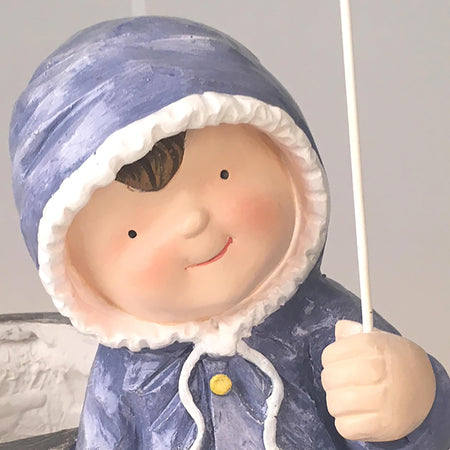 Statua da giardino Bambina con ombrello in resina da h41 cm