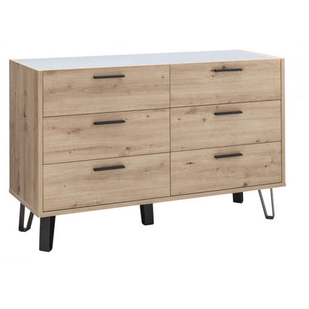 Cassettiera multiuso "Vitruvia" con 6 cassetti rovere e nero h 87 cm