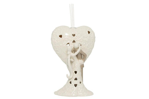 Matrimonio Harmony Profumatore coppietta con cuore traforate con led  Porcellana