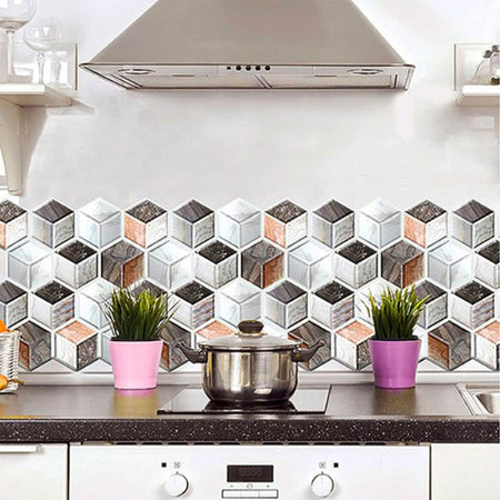 pacco da 4 Pannelli 3D Autoadesivi in PVC 30X30cm vari decori ultrarealistici ideali per bagni e cucine - Eternal Parquet