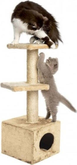 Cuccia-Con-Tiragraffi-Per-Gatti-Gatto-Con-Colonna-In-Sisal-E-Due-Ripiani