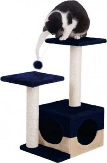 Cuccia-Con-Tiragraffi-Per-Gatto-Gatti-Con-Colonne-In-Sisal-E-Due-Ripiani
