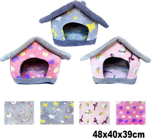 Cuccia-Morbida-A-Forma-Di-Casetta-Per-Cane-Gatto-Animali-48x40x39cm-Tg.-Media