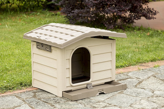 Cuccia per cani in Resina Bungalow con tetto apribile da esterno Prodotti per animali domestici/Cani/Cucce gabbiette e recinzioni/Gabbiette e cucce/Cucce La Zappa - Altamura, Commerciovirtuoso.it