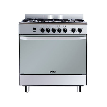 Cucina a gas Stromboli 80x55 cm. con forno e grill elettrici colore inox classe A