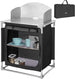 Cucina-Da-Campeggio-Pieghevole-In-Alluminio-Con-Cucinotto-Con-Paravento-Nero