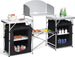 Cucina-Da-Campeggio-Pieghevole-In-Alluminio-Con-Cucinotto-Con-Paravento-Nero
