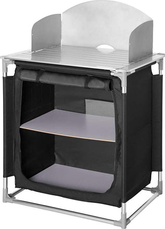 Cucina-Da-Campeggio-Pieghevole-In-Alluminio-Con-Cucinotto-Con-Paravento-Nero