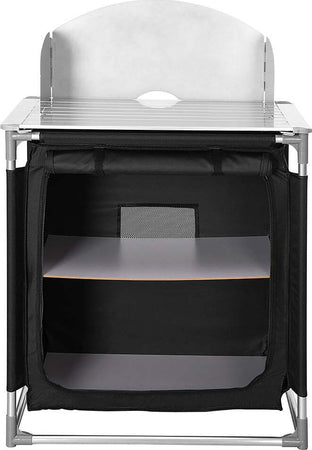 Cucina-Da-Campeggio-Pieghevole-In-Alluminio-Con-Cucinotto-Con-Paravento-Nero