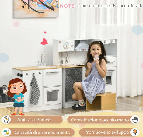 Cucina-Giocattolo-2-Pezzi-per-Bambini-3-6-Anni-con-Utensili-da-Cucina,-Luci-ed-Effetti-Sonori,-in-MDF-e-PP-KJ6350-141V00WTKJ6