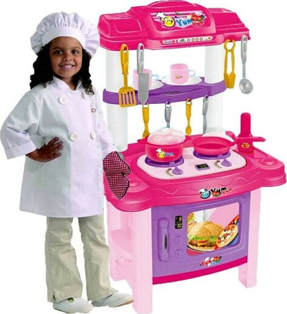 Cucina-Giocattolo-Bambini-72cm-18-Accessori-Maya-Luci-Suoni-Forno-Fornello