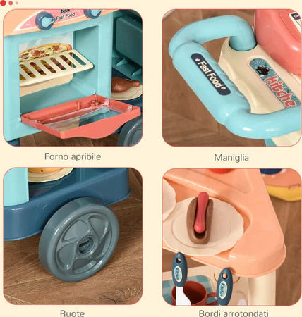Cucina-Giocattolo-Per-Bambini-3-6-Anni,-Caffetteria-Ristorante-con-50-Accessori-Inclusi,-79.5-x-33-x-90.5cm-UJ8350-090UJ8