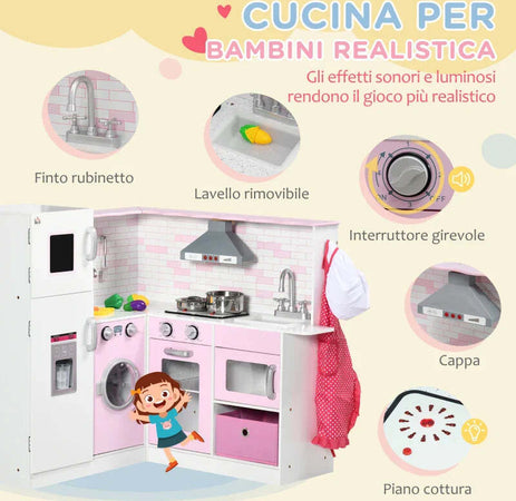 Cucina-Giocattolo-per-Bambini-3-6-Anni-con-Luci-e-Utensili-da-Cucina-Realistici,-in-MDF-e-PP,-84x93.5x85-cm-GH8350-142V01WTGH8