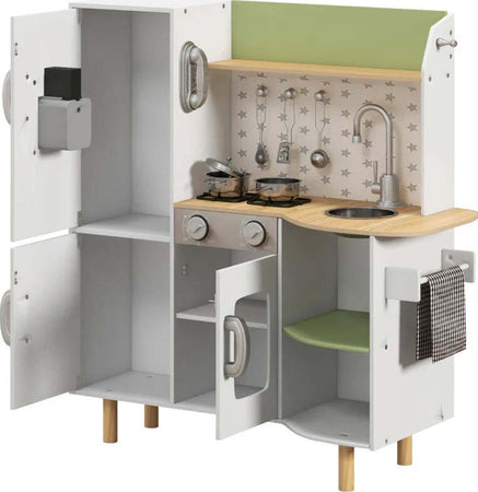 Cucina-Giocattolo-per-Bambini-3-6-Anni-con-Macchina-del-Ghiaccio-e-Utensili,-84x34x89-cm,-Bianco-e-Verde-TG7350-147V00WTTG7