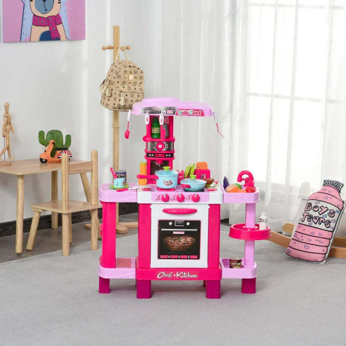 Cucina-Giocattolo-per-Bambini-con-38-Accessori-Inclusi,-con-Luci-e-Suoni-Realistici,-78x29x87-cm,-Rosa-ED4350-047ED4