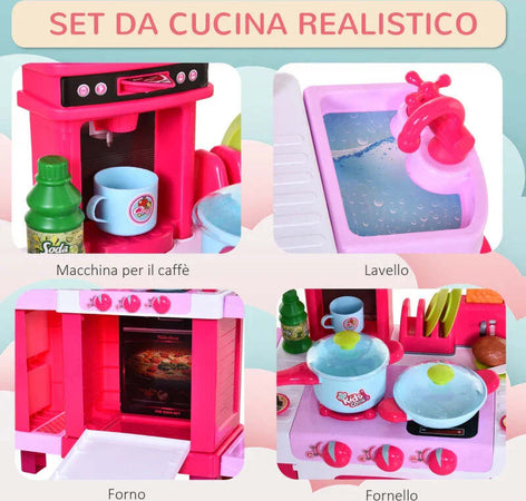 Cucina-Giocattolo-per-Bambini-con-38-Accessori-Inclusi,-con-Luci-e-Suoni-Realistici,-78x29x87-cm,-Rosa-ED4350-047ED4
