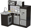 Cucina-Giocattolo-per-Bambini-in-Legno-con-14-Accessori,-Forno,-Lavandino,-Frigo-e-Microonde,-Età-3+-Anni,-86x64x84.5cm,-Argento-e-Marrone-IJ4350-079IJ4