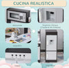 Cucina-Giocattolo-per-Bambini-in-Legno-con-14-Accessori,-Forno,-Lavandino,-Frigo-e-Microonde,-Età-3+-Anni,-86x64x84.5cm,-Argento-e-Marrone-IJ4350-079IJ4