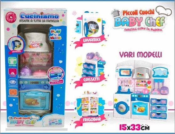 Cucina-Giocattolo-Per-Bambini-Piccoli-Cuochi-Con-Lavatrice-Frigobar-Cassetti
