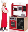 Cucina-Legno-Giocattolo-per-Bambini-con-Anta-e-Cassetti-Lavagna-60x30x90cm-Rosso
