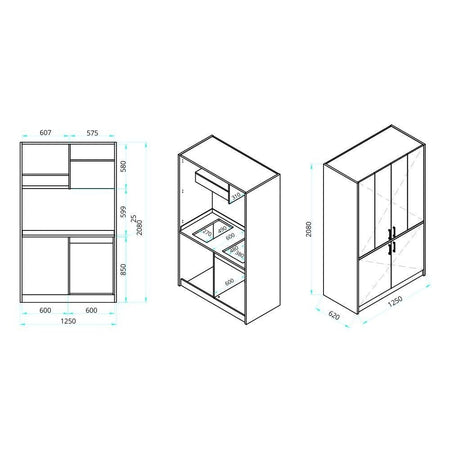 Cucina monoblocco Fold Evolution struttura e ante a libro rovere