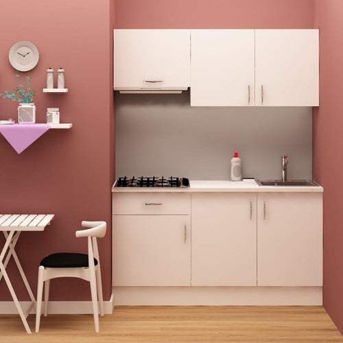 Cucina monoblocco Isernia 160 cm bianca reversibile con elettrodomestici