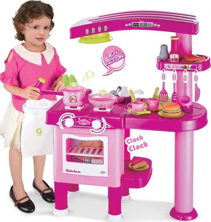 Cucina-Per-Bambine-Giocattolo-69-Accessori-Con-Stoviglie-Luci-Suoni-Altezza-80cm
