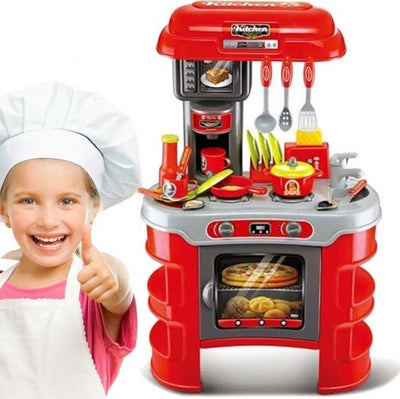 Cucina-Per-Bambini-Piccolo-Chef-33pz-Con-Stoviglie-Luci-E-Suoni-Altezza-70cm