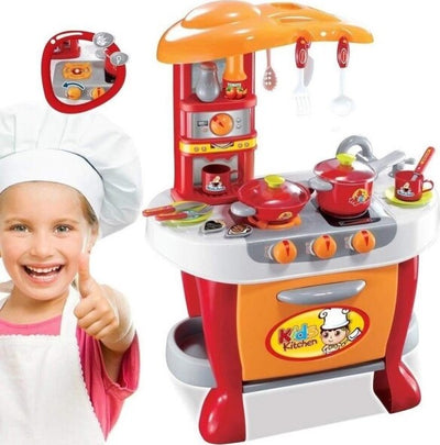 Cucina-Scuola-Piccoli-Cuochi-Fornello-Con-Luci-E-Suoni-E-Accessori-Di-Gioco