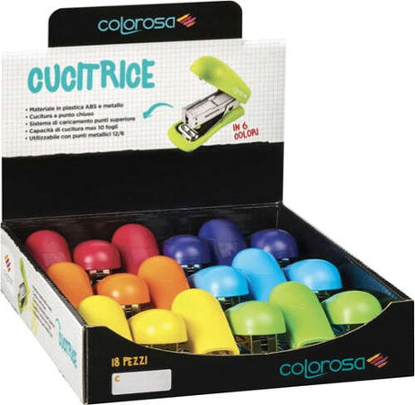 Cucitrice - in ABS - colori assortiti - Ri.Plast - expo da banco 18 pezzi Cancelleria e prodotti per ufficio/Archivio ufficio e accessori per scrivania/Spillatrici e perforatrici/Spillatrici elettriche e a batteria Eurocartuccia - Pavullo, Commerciovirtuoso.it