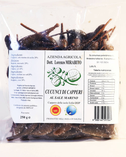 Cucunci Dop Sottosale Di Salina in 3 Buste Da 200g cadauna Azienda Agricola Dott. Lorenzo Mirabito