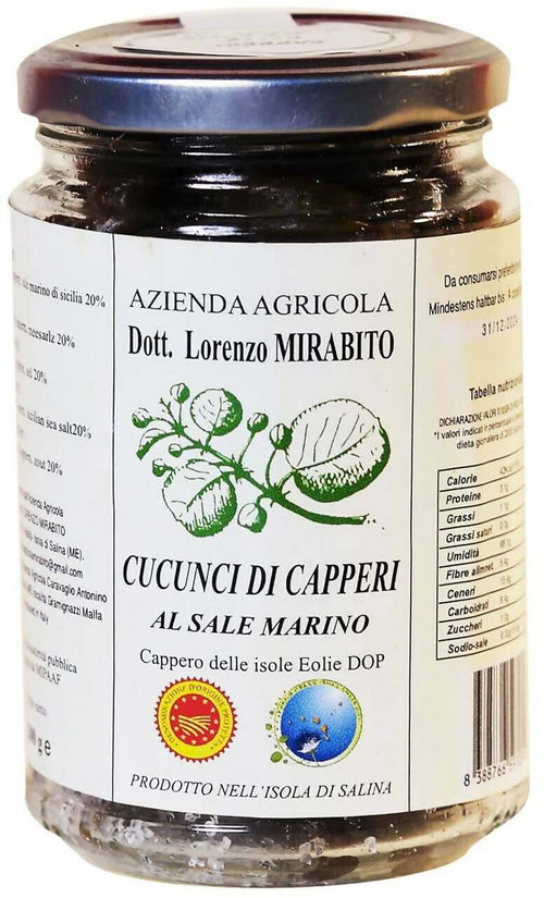 Cucunci Dop Sottosale Di Salina In 3 vasetti di Vetro Da 150g cadauno Azienda Agricola Dott. Lorenzo Mirabito