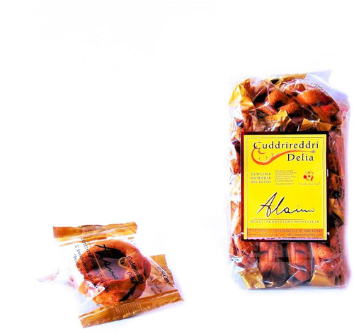 Cuddrireddra di Delia “Alaimo” dolce Tipico del Carnevale di Delia artigianale alla Cannella origine Sicilia Cudduredda 10 monoporzione da 30 gr Confezione 300 gr La Cuddrireddra Di Alaimo Filomena