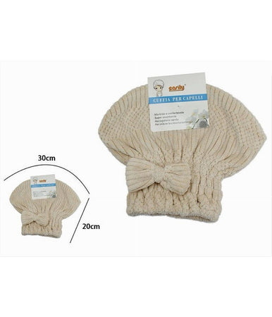 Cuffia Asciuga Capelli Asciugamano Doccia Morbido Assorbente Fiocco Beige 79627