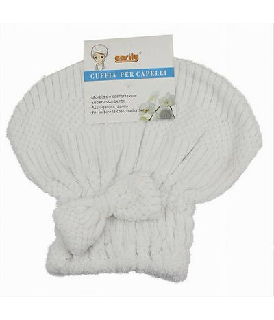 Cuffia Asciuga Capelli Asciugamano Doccia Morbido Assorbente Fiocco Bianco 79624
