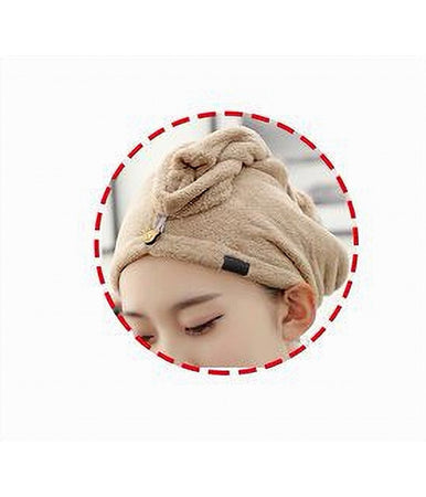 Cuffia Asciugamano Assorbente Shampoo Bagno Doccia Asciuga Capelli Beige 69608